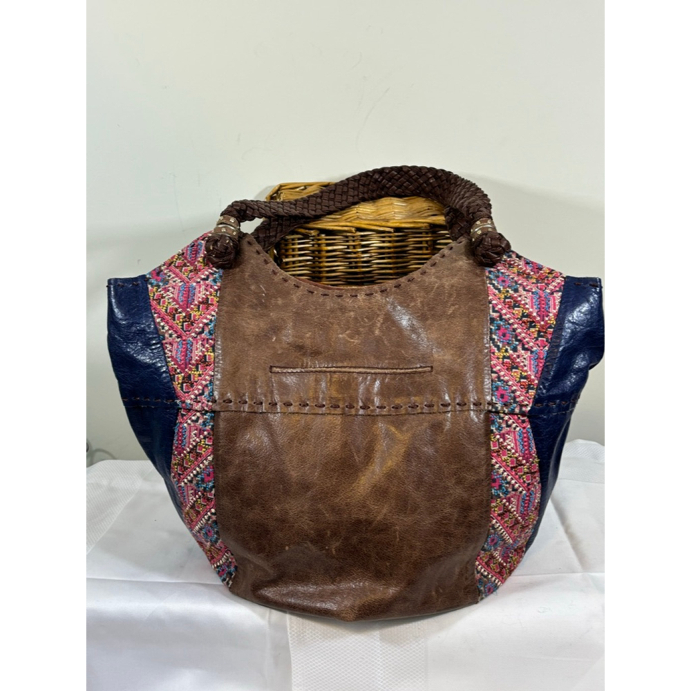 The Sak Brown and Blue Tote with Pink Accents - Picture 6 of 16